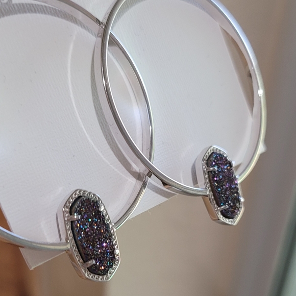 NWT Kendra Scott Drusy Earrings Silver Hoops - Picture 8 of 16